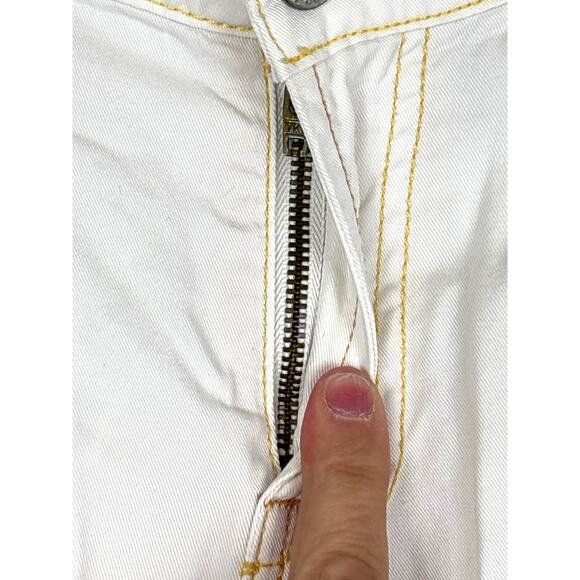 7 For All Mankind Womens 30 White Lightweight Bootcut Pants Yellow Stitching - Picture 3 of 9